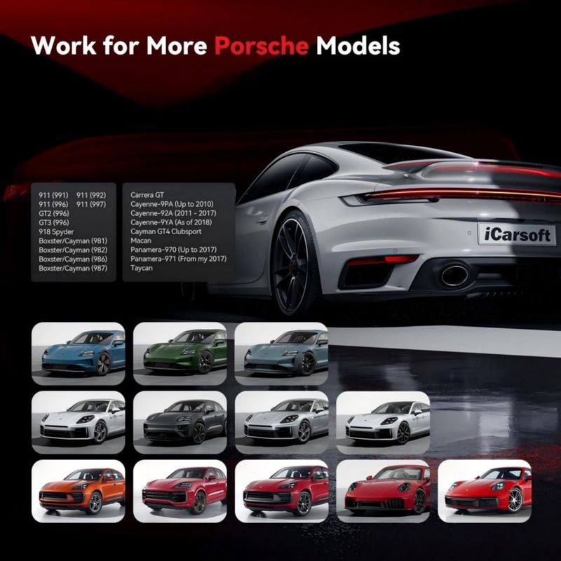 Escáner iCarsoft POR V1.0 para Porsche 1996‑2025 – Reinicio de Aceite/SAS