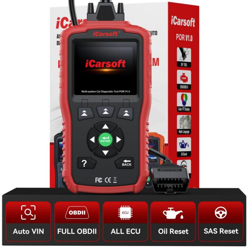Escáner iCarsoft POR V1.0 para Porsche 1996‑2025 – Reinicio de Aceite/SAS