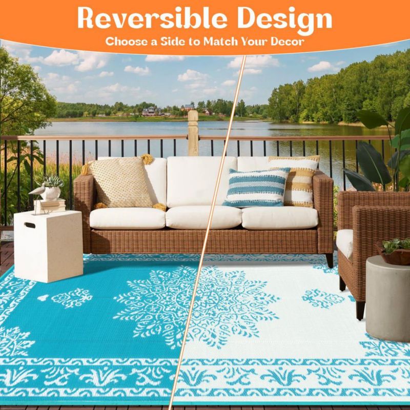 Alfombra Yamaziot 152x244 cm Impermeable de Plástico Verde Azulado