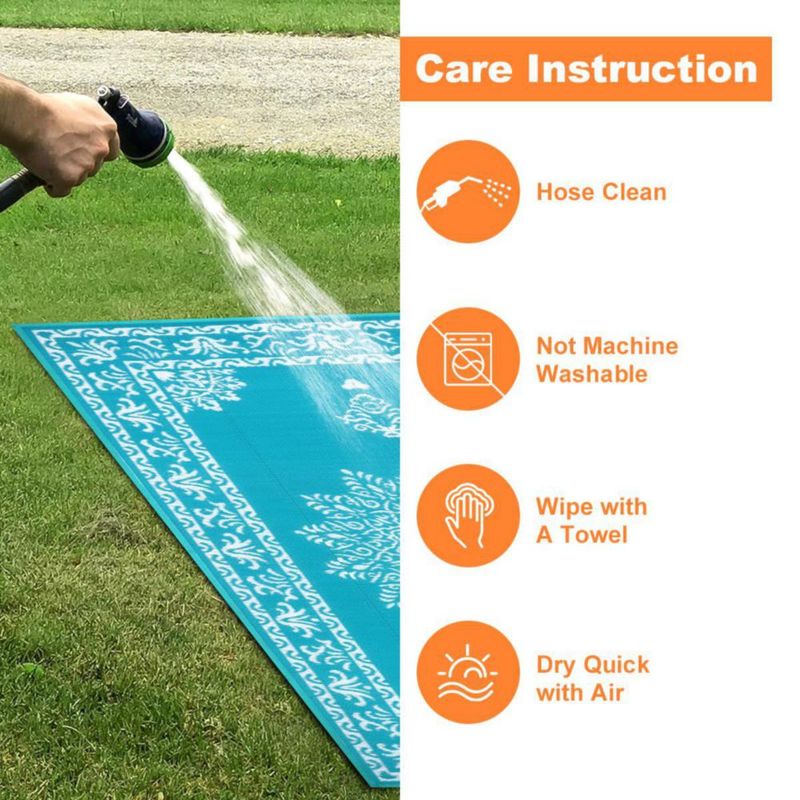 Alfombra Yamaziot 152x244 cm Impermeable de Plástico Verde Azulado