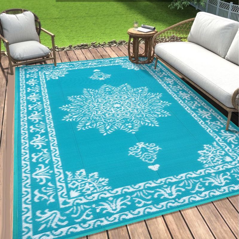 Alfombra Yamaziot 152x244 cm Impermeable de Plástico Verde Azulado