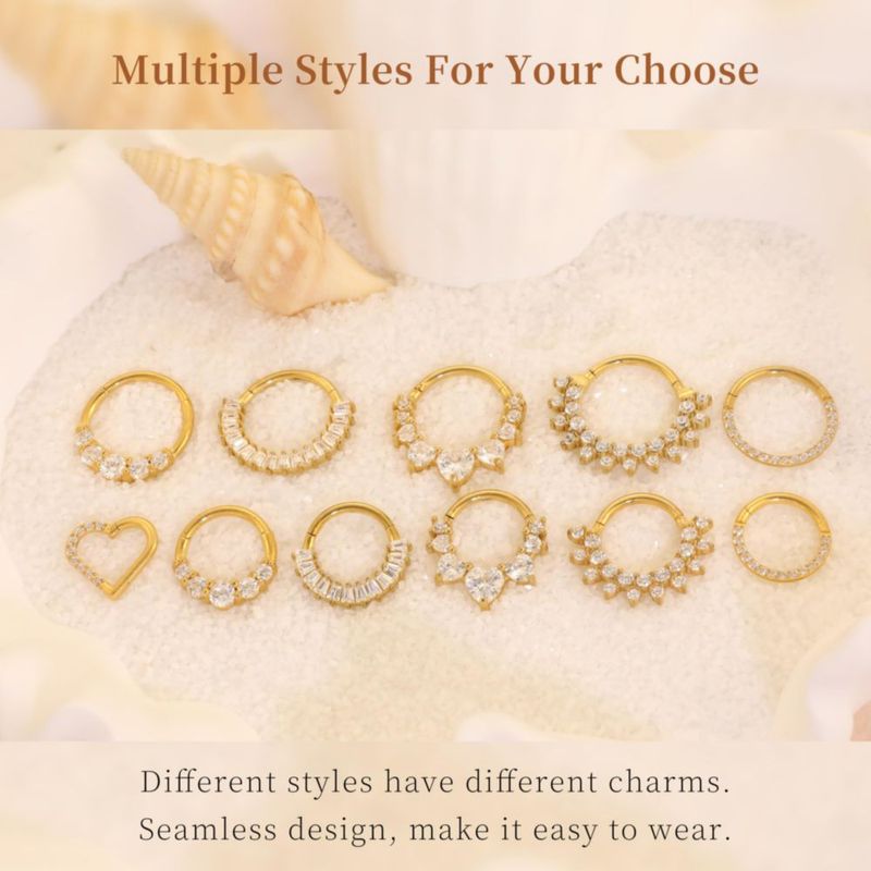 Arete ShineRose 8 mm/10 mm/12 mm 16G/18G CZ Plata/Oro