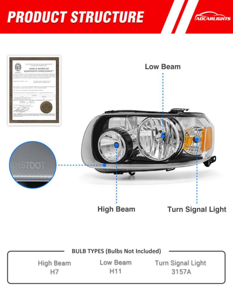 Farol delantero ADCARLIGHTS para Ford Escape 2005‑2007 (halógeno)