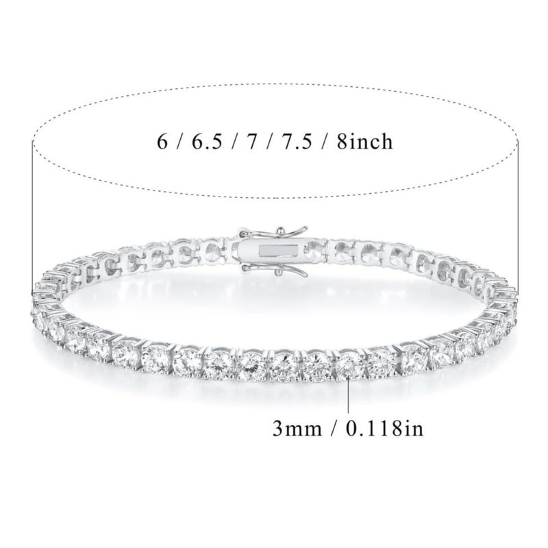 Pulsera Gemsme 19 cm 3 mm Zirconia Cúbica Chapada en Oro Blanco