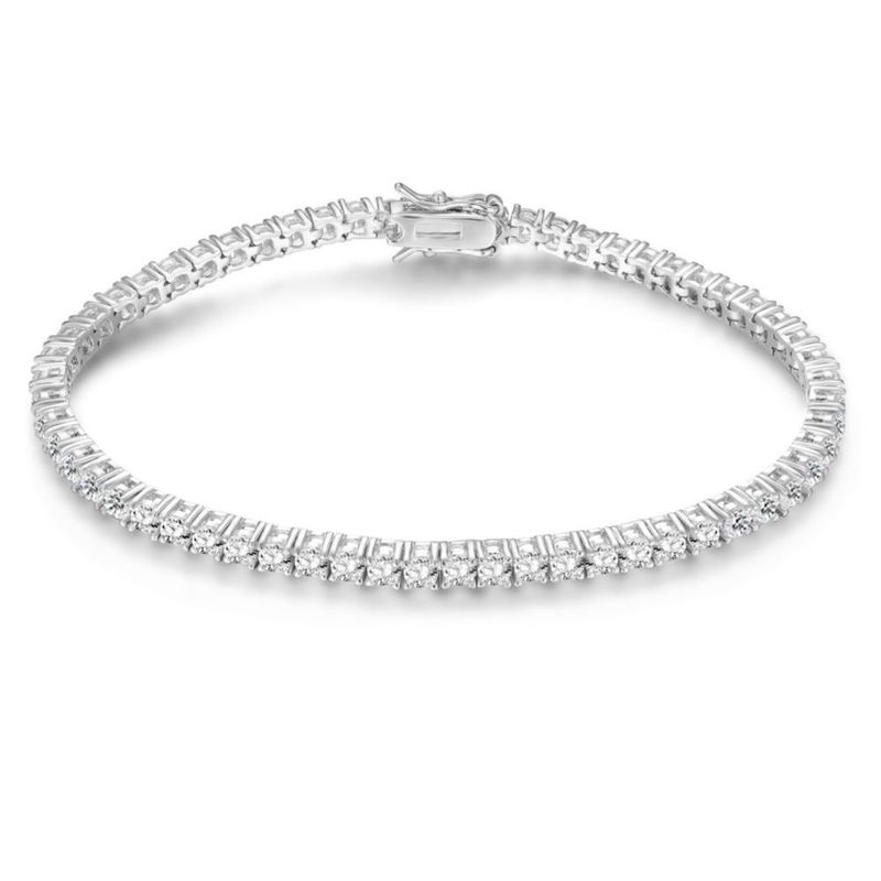 Pulsera Gemsme 19 cm 3 mm Zirconia Cúbica Chapada en Oro Blanco