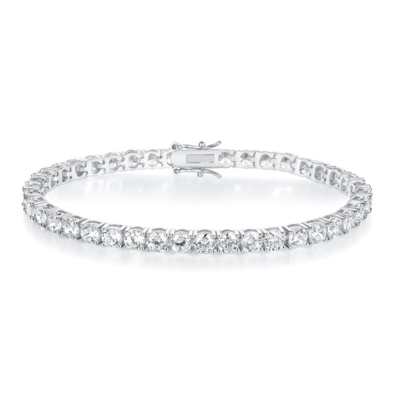 Pulsera Gemsme 19 cm 3 mm Zirconia Cúbica Chapada en Oro Blanco