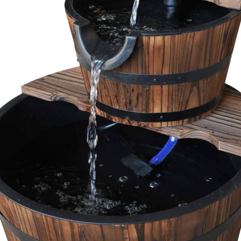 Fuente Outsunny de madera de 44 cm barril de cascada de 2 niveles