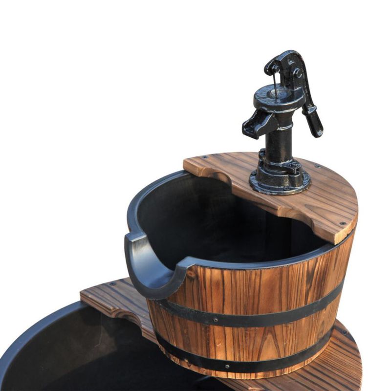 Fuente Outsunny de madera de 44 cm barril de cascada de 2 niveles