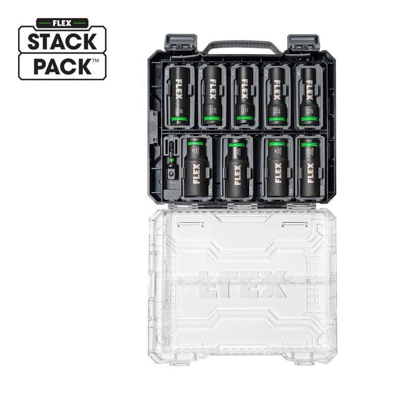 Juego de vasos de impacto FLEX 10 piezas cabezal de 1/2" para pozo profundo