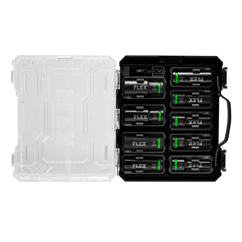 Juego de vasos de impacto FLEX 10 piezas cabezal de 1/2" para pozo profundo