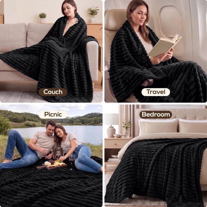 Manta Utopia Bedding 127x152 cm Negra de Forro Polar
