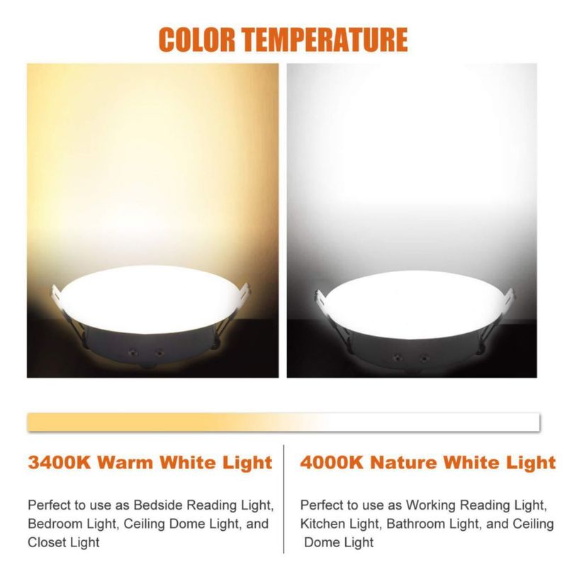 Luz LED tipo puck Facon 11 cm 12 V pack de 6 3400 K aluminio