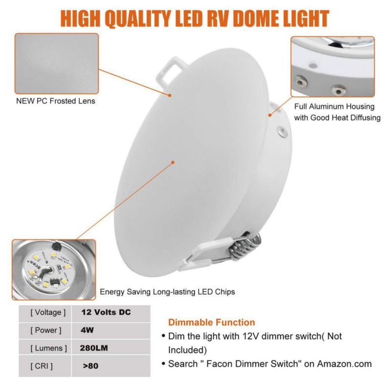 Luz LED tipo puck Facon 11 cm 12 V pack de 6 3400 K aluminio