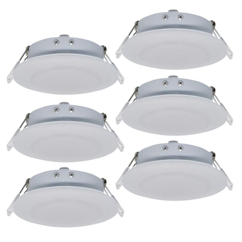 Luz LED tipo puck Facon 11 cm 12 V pack de 6 3400 K aluminio