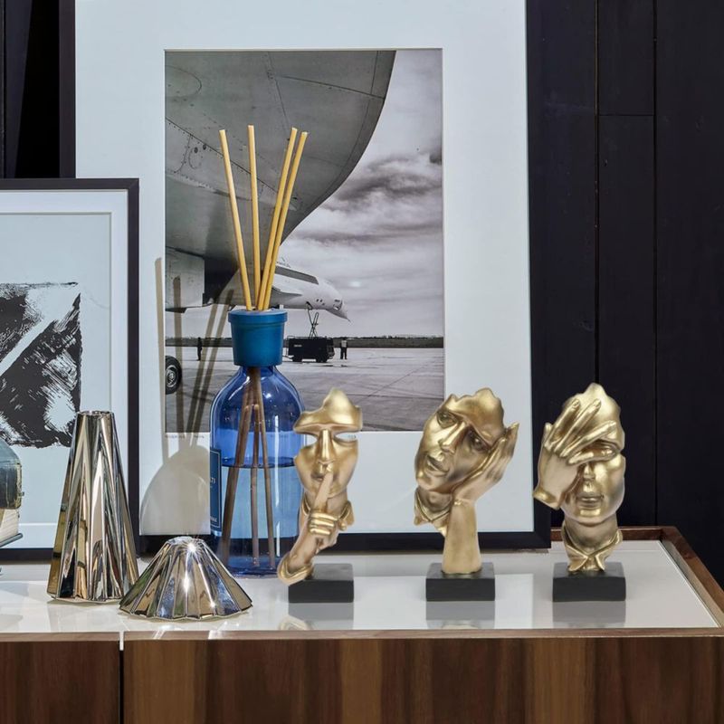 Escultura Prosfalt Thinker Statue Silence is Gold Art Resina