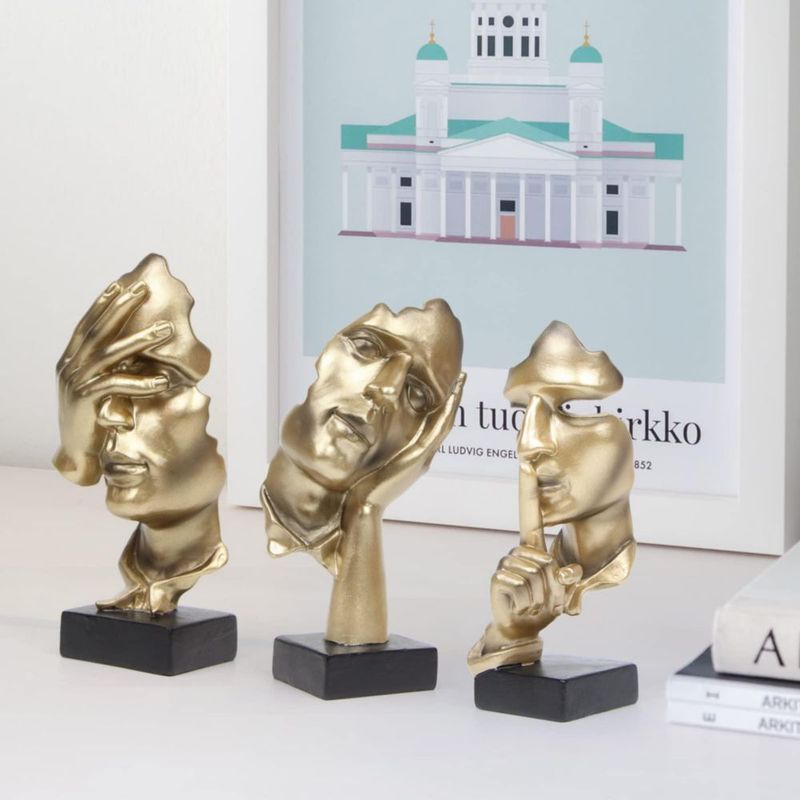 Escultura Prosfalt Thinker Statue Silence is Gold Art Resina
