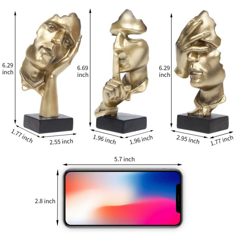 Escultura Prosfalt Thinker Statue Silence is Gold Art Resina