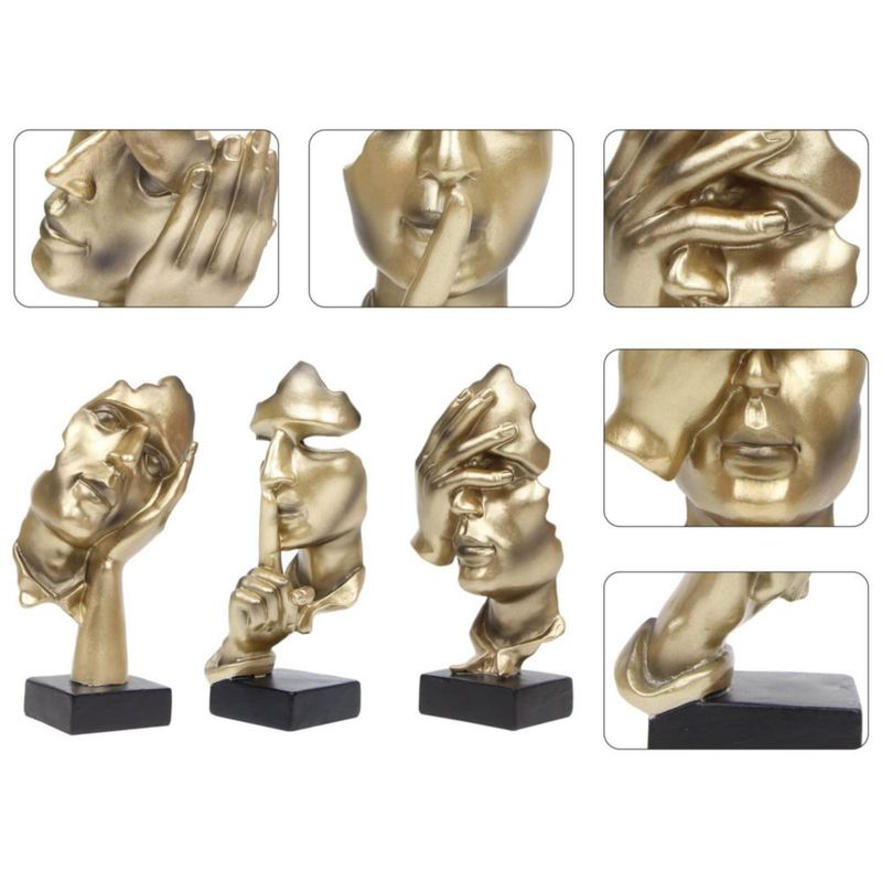 Escultura Prosfalt Thinker Statue Silence is Gold Art Resina