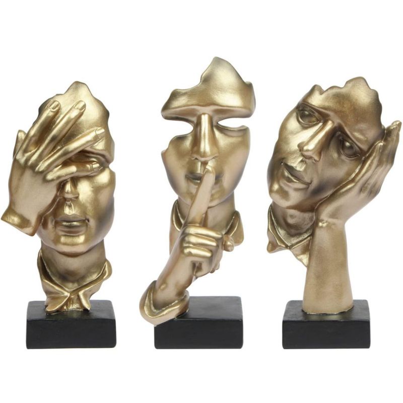 Escultura Prosfalt Thinker Statue Silence is Gold Art Resina