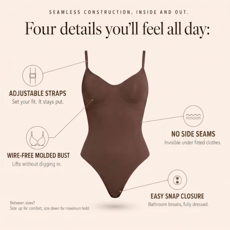 Body herslims Control de Abdomen Tanga Marrón L/XL