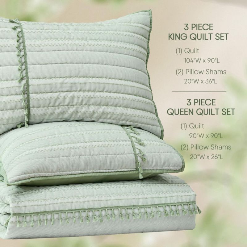 Juego de ropa de cama Wonderful King 264 cm Verde Salvia con Borlas