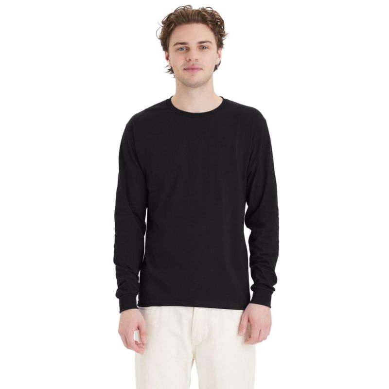 CAMISETA Hanes Essentials X-Large negra de manga larga (paquete de 4)