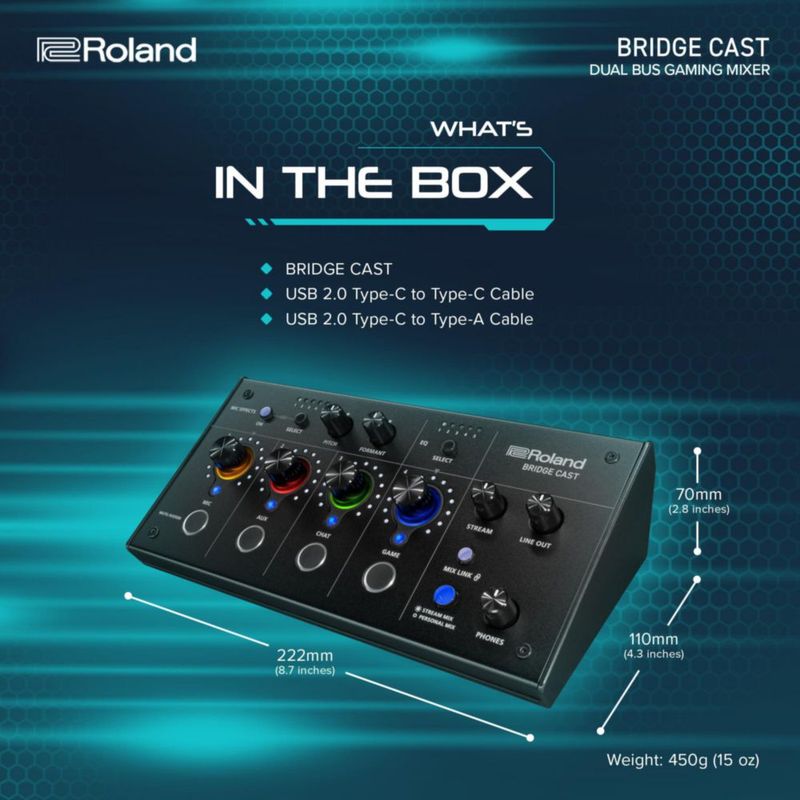 Mezclador de audio Roland BRIDGE CAST USB‑C blanco