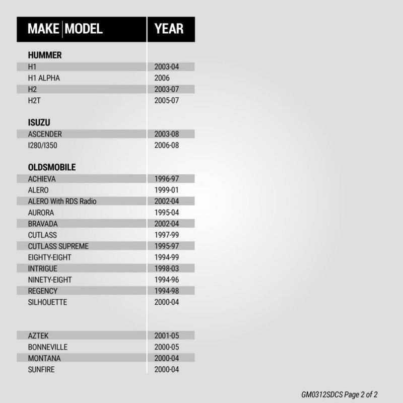 Kit de instalación de radio Scosche GM0312SDCS 1994-2012 GM