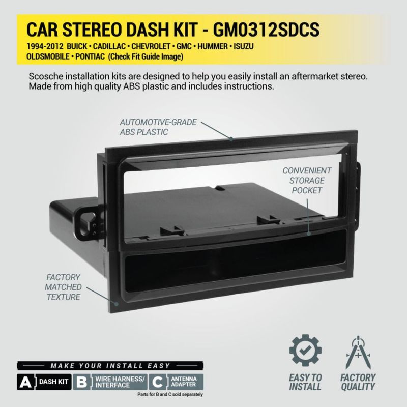 Kit de instalación de radio Scosche GM0312SDCS 1994-2012 GM