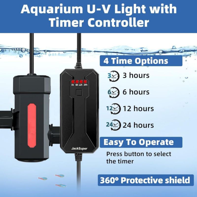 Clarificador de Agua para Acuario con Luz UVC JackSuper de 24 cm
