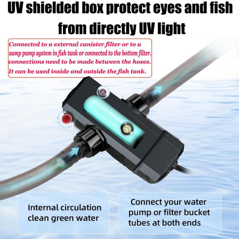Clarificador de Agua para Acuario con Luz UVC JackSuper de 24 cm