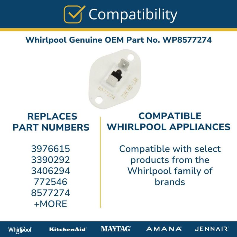 Termistor de Secadora Whirlpool WP8577274 Original OEM Reemplazable
