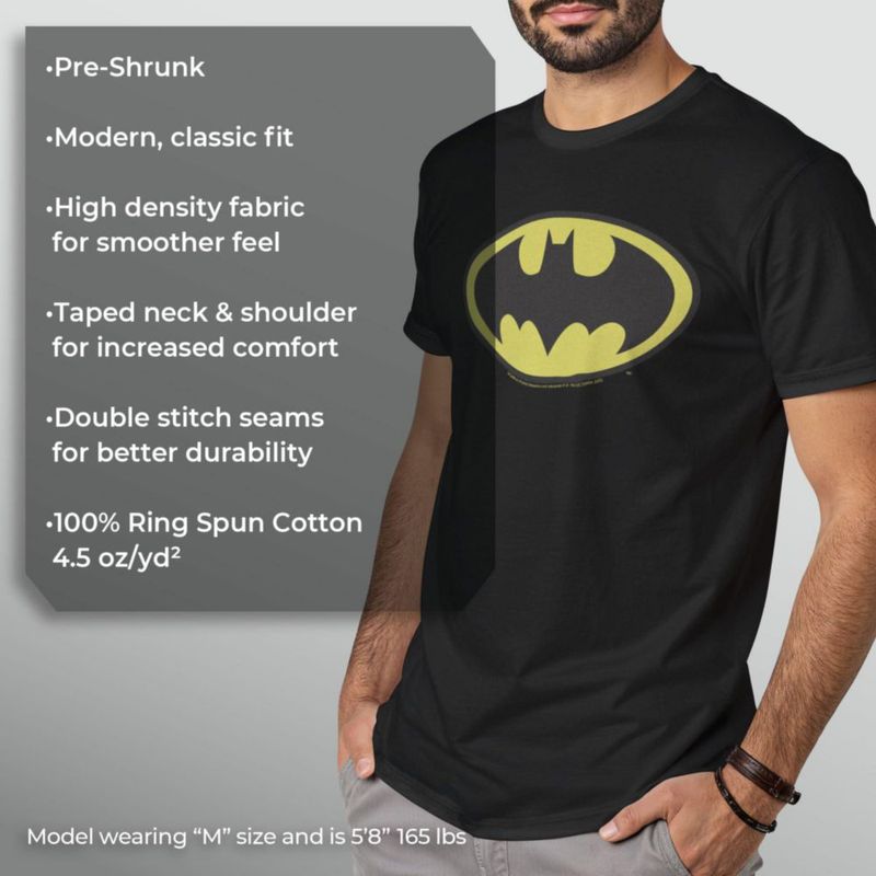 Camiseta DC Comics negra talla S con logo de Batman