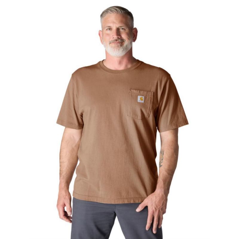 Camiseta Carhartt K87 con bolsillo talla Small color Italian Clay
