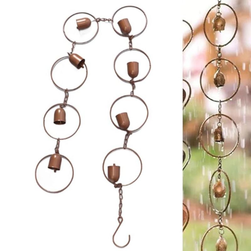 Cadena de lluvia HMDIUM 120 cm con campanas – Bronce antiguo – Decoración