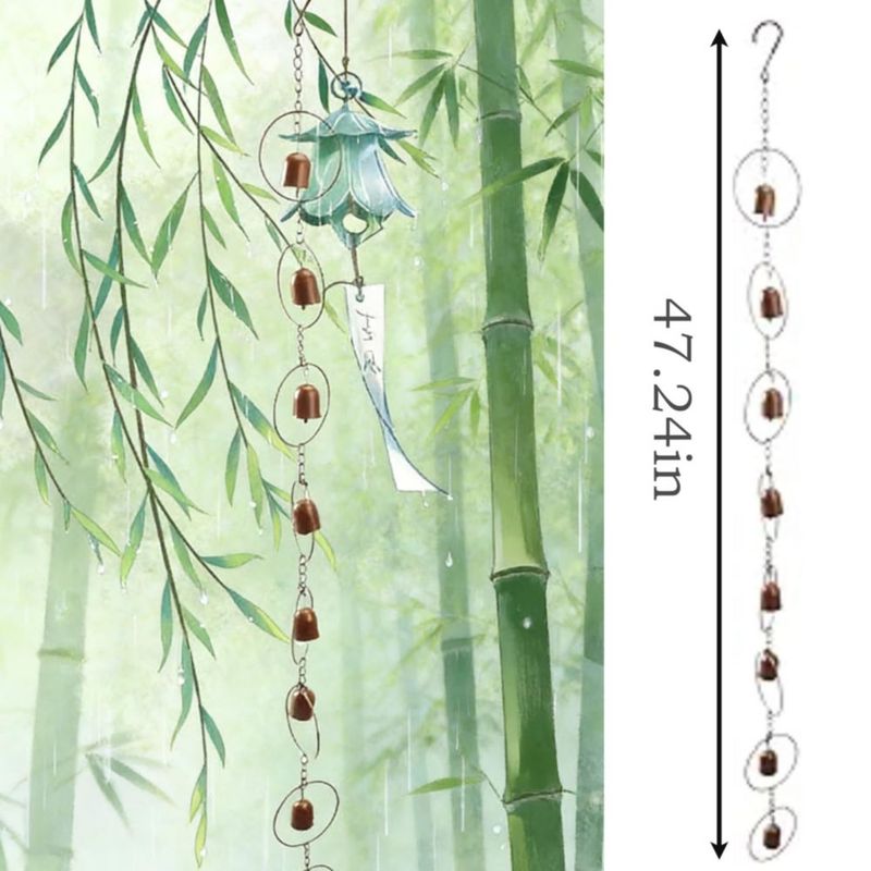 Cadena de lluvia HMDIUM 120 cm con campanas – Bronce antiguo – Decoración