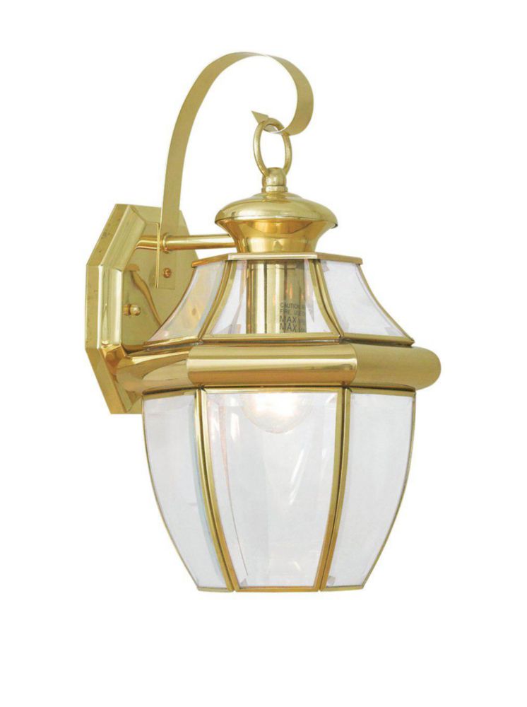 Farol de Pared Livex 21 cm Latón Pulido Vidrio Claro