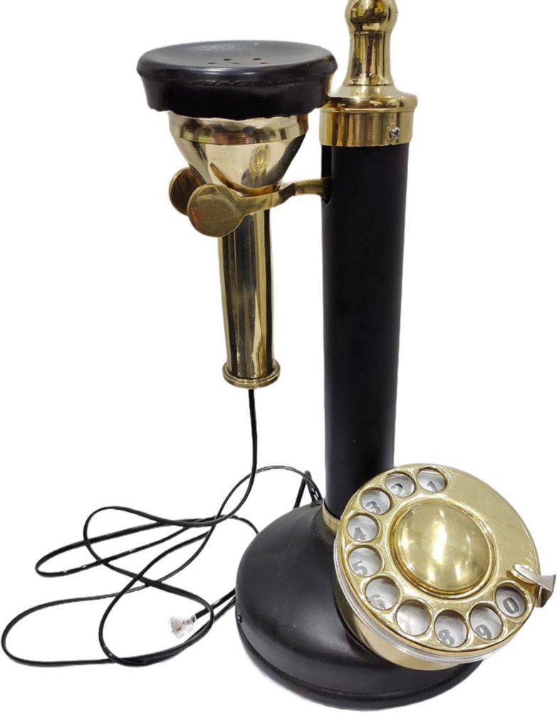Teléfono Fijo Decorativo Antiguo 15 cm de Latón y Bakelita