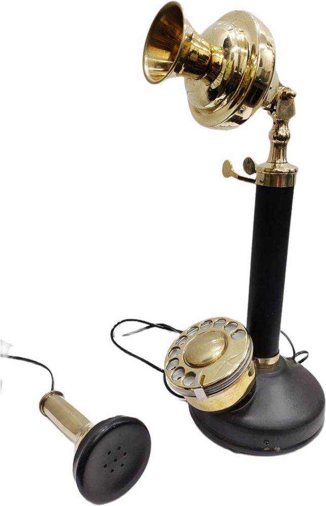 Teléfono Fijo Decorativo Antiguo 15 cm de Latón y Bakelita