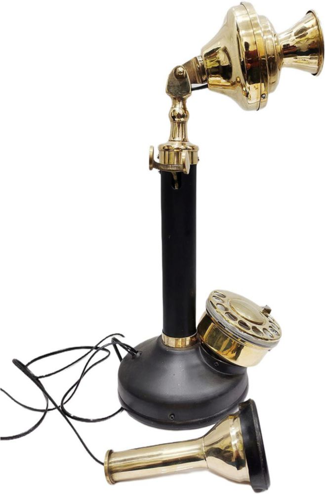 Teléfono Fijo Decorativo Antiguo 15 cm de Latón y Bakelita