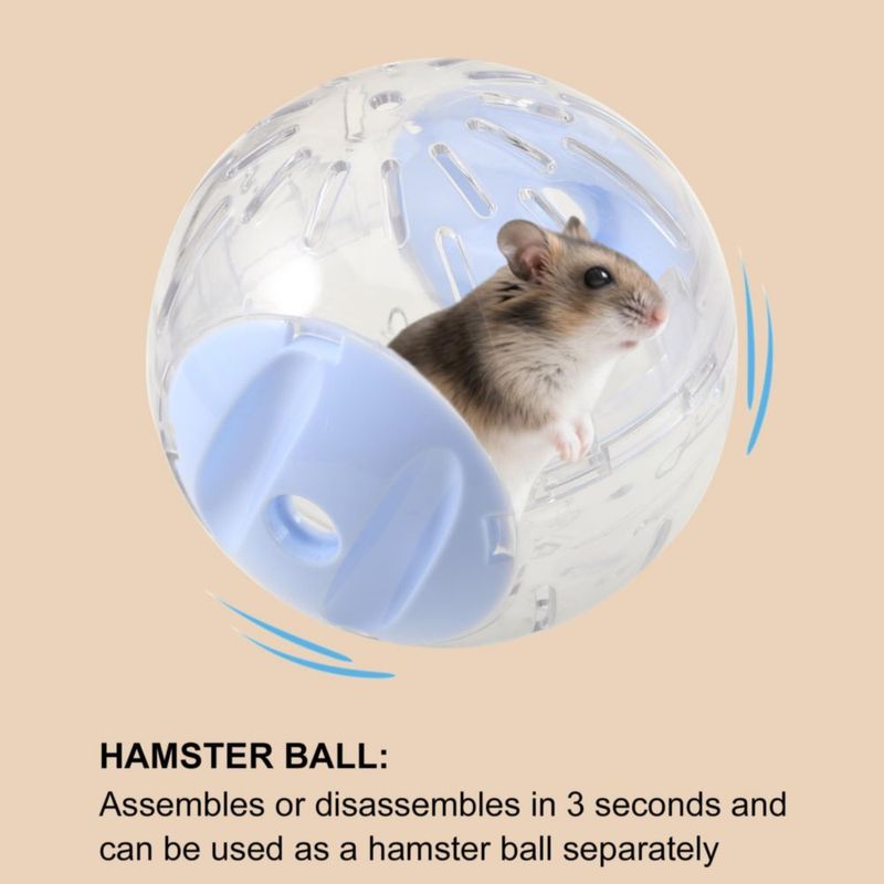 Pelota para hámster PETFROH 12 cm 3‑en‑1 con rueda y coche de carreras