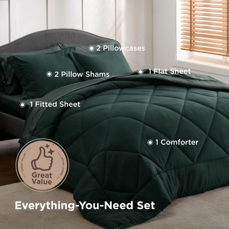 Juego de ropa de cama Bedsure King 7 piezas Verde oscuro/Verde bosque