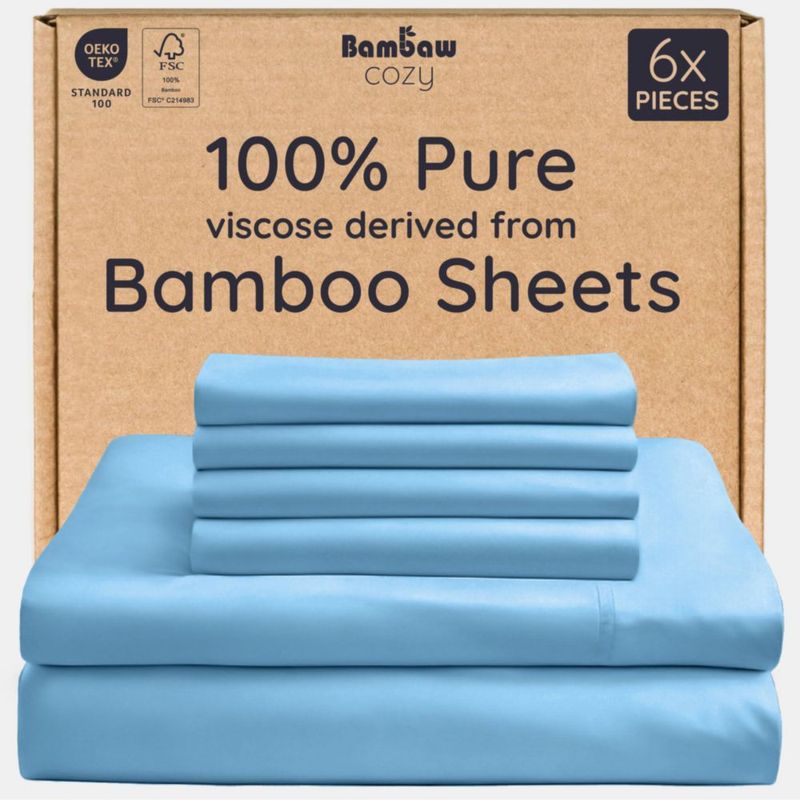 Juego de sábanas ajustables Bambaw Queen 6 piezas de viscosa de bambú