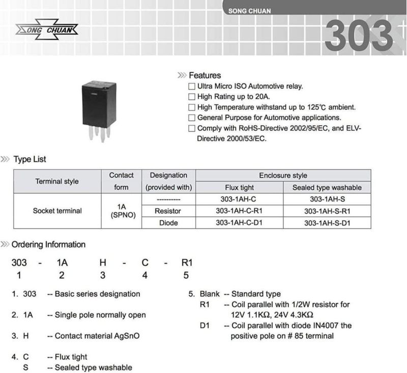 Relé JOINAP 303-1AH 12VDC 20A SPNO - Pack de 20 unidades