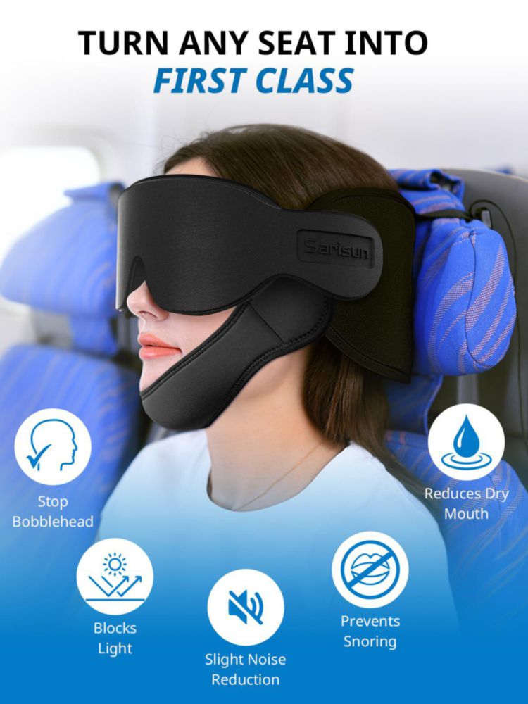Almohada de viaje SARISUN con antifaz para dormir para aviones