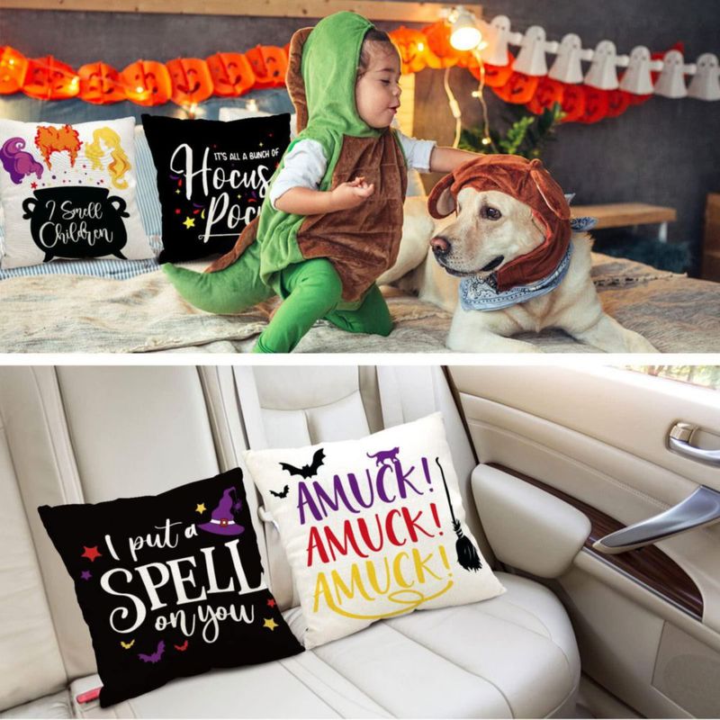 Juego de 4 fundas de almohada Rtidaeu 45x45 cm Halloween