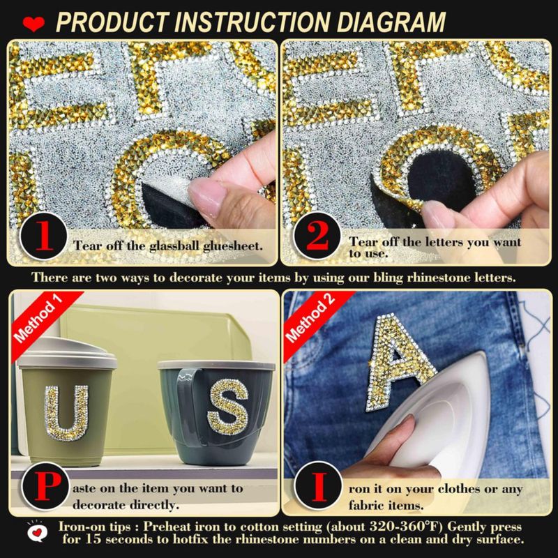 Pegatinas de letras Locacrystal 68 piezas 57 cm de cristales para manualidades