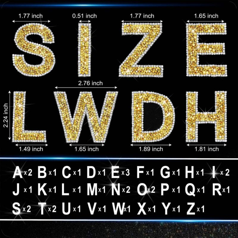 Pegatinas de letras Locacrystal 68 piezas 57 cm de cristales para manualidades