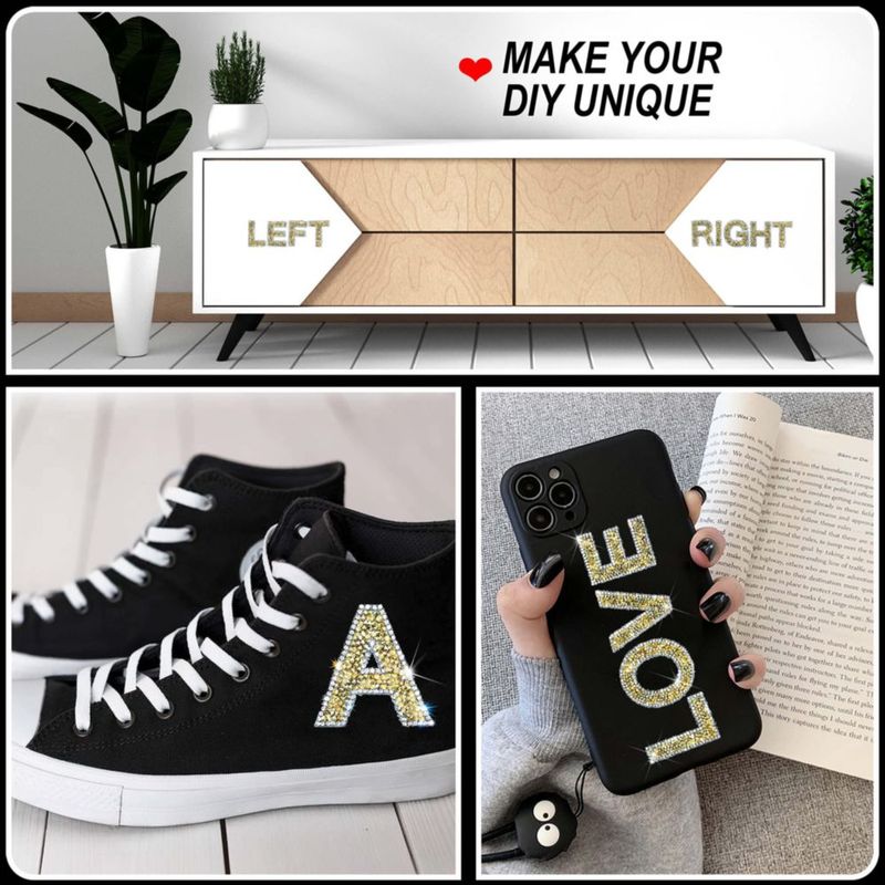 Pegatinas de letras Locacrystal 68 piezas 57 cm de cristales para manualidades