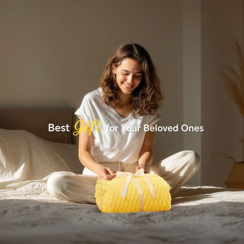 Manta BEDELITE 152x127 cm Amarillo Claro Suave y Acogedora